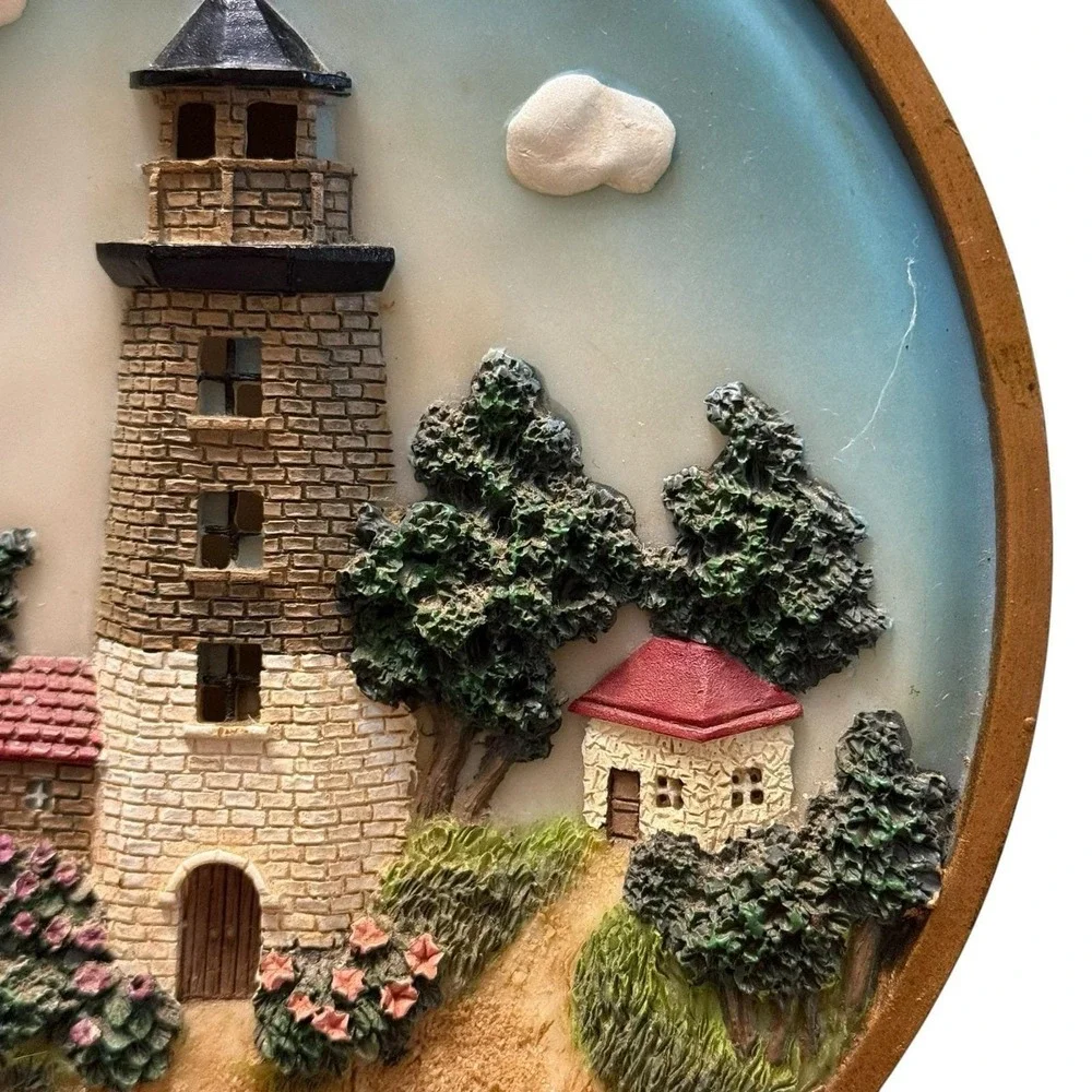 Vintage 3D Lighthouse Lighted Wall‎ Plaque Nautical Coastal Beach Cottage Lamp